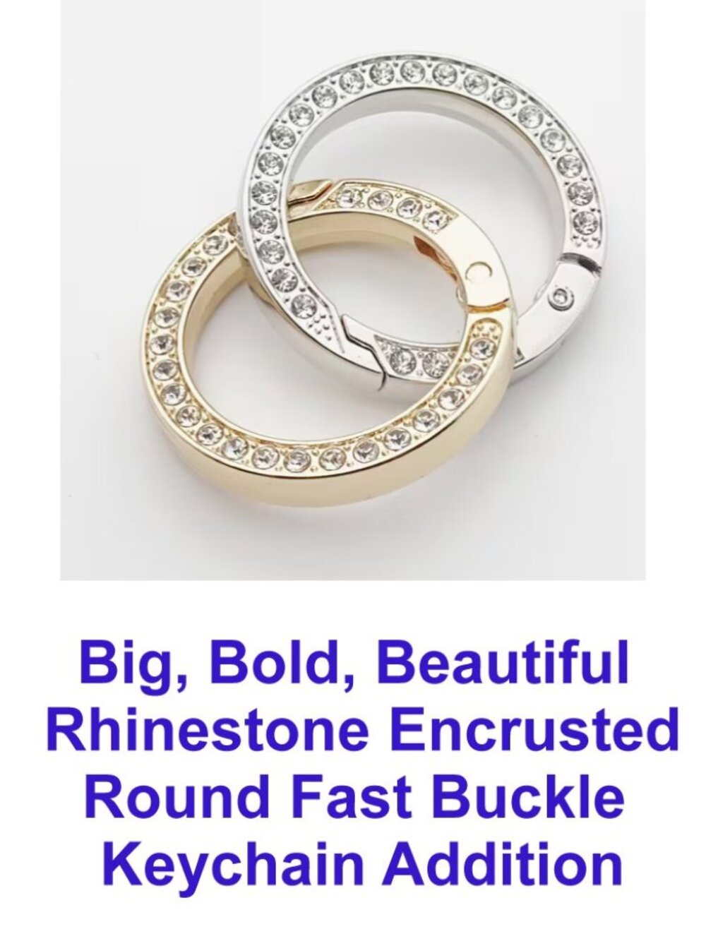 Big, Bold, Beautiful  Rhinestone Encrusted Round Fast Buckle  Necklace Addition